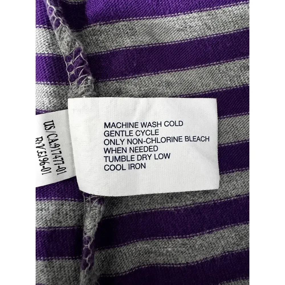 GapKids Girls Gray & Purple Striped Dress Size 10 100% Cotton 3/4 Sleeve Casual
